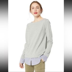 J. Crew Mercantile Women’s 2x Cuffed Boatneck Shirt With Woven Hem